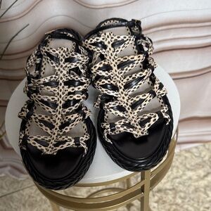 Jason Wu Black and Cream Strappy Sandals